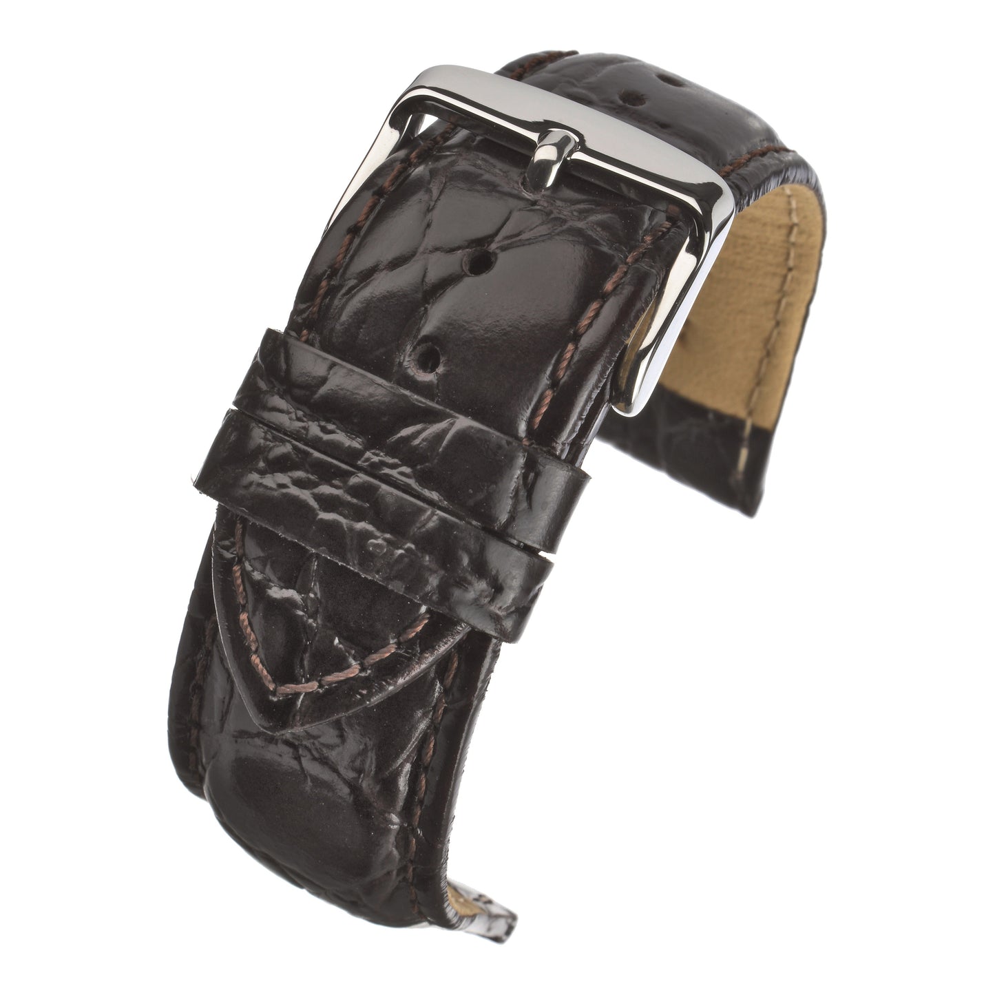 Classical Crocodile Grain Leather Watch Strap