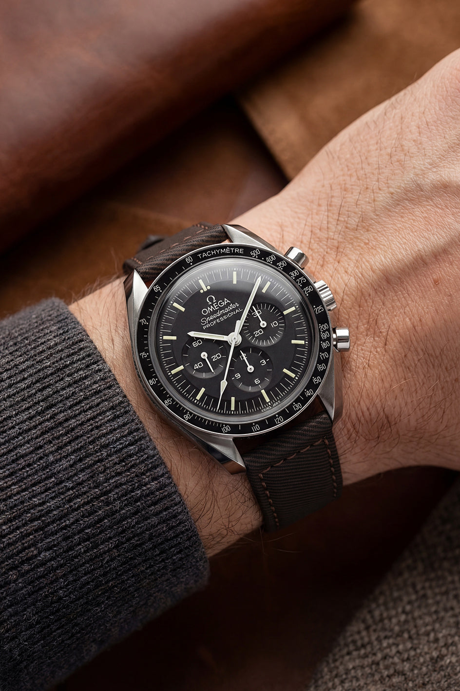 Recycled Gabardine Fabric Watch Strap for Omega Speedmaster