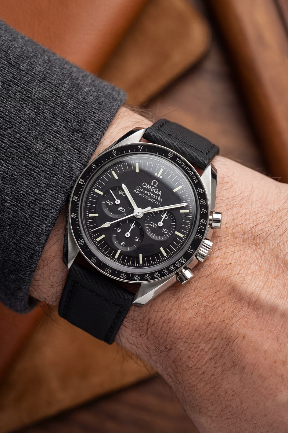 Recycled Gabardine Fabric Watch Strap for Omega Speedmaster