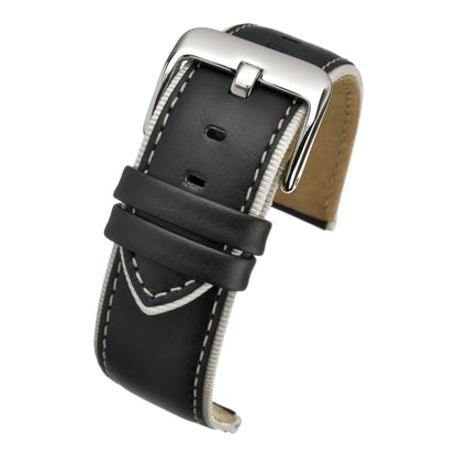 Contrasting Trim Leather Watch Strap