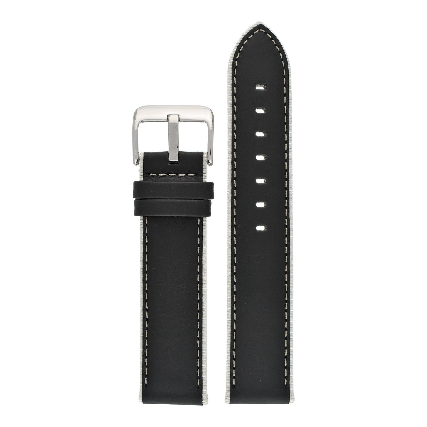 Contrasting Trim Leather Watch Strap