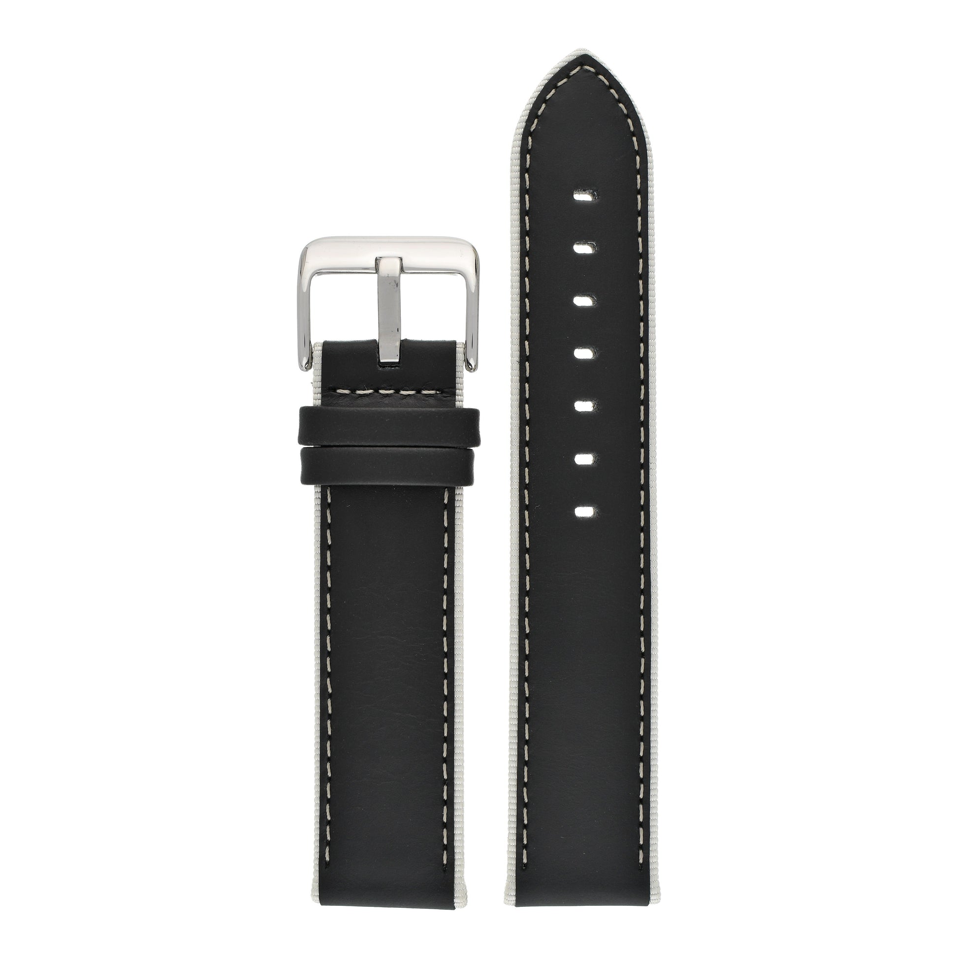 Contrasting Trim Leather Watch Strap