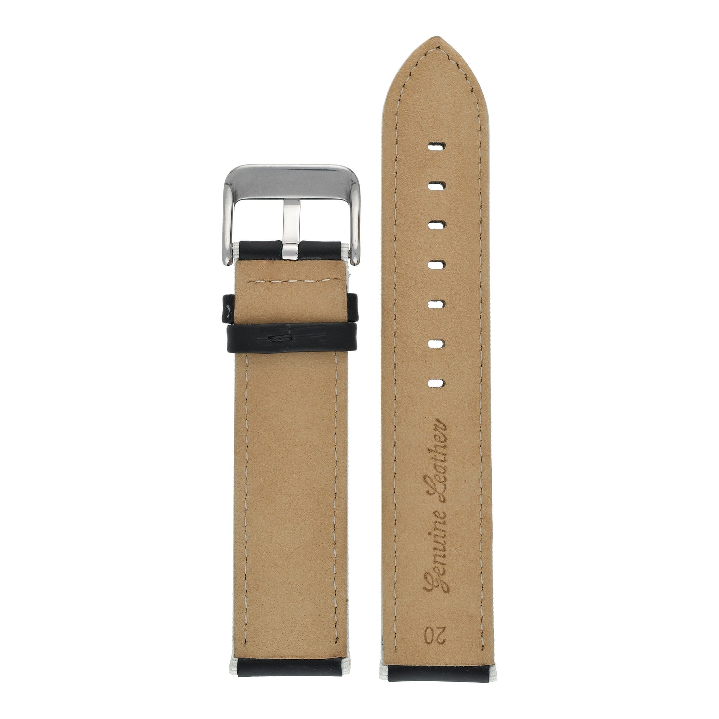 Contrasting Trim Leather Watch Strap