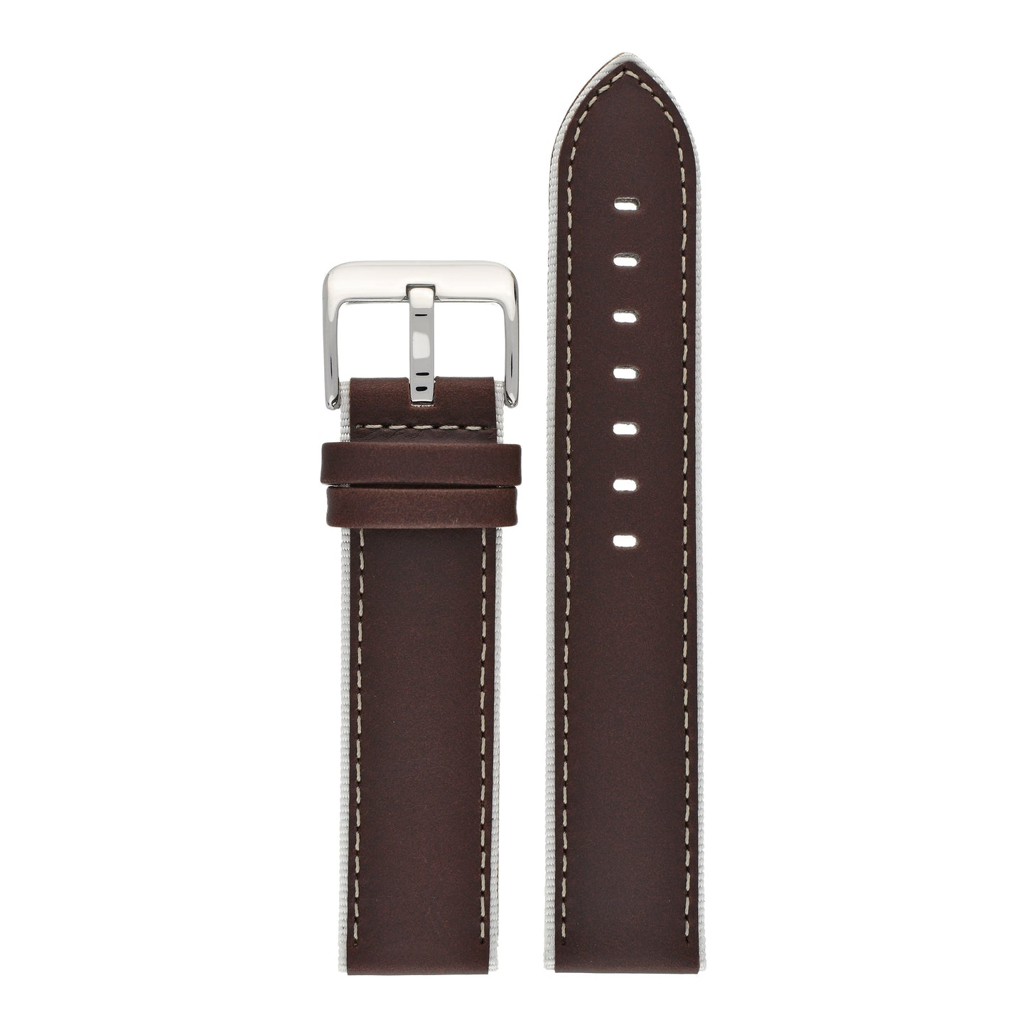 Contrasting Trim Leather Watch Strap