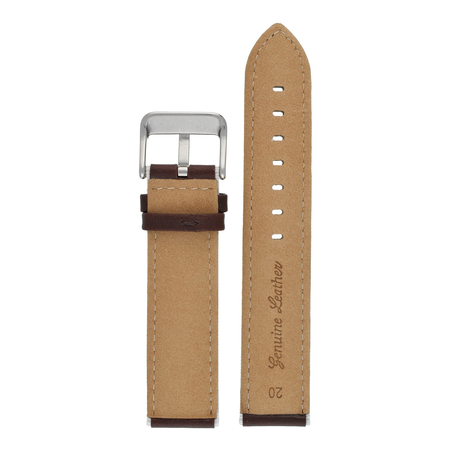 Contrasting Trim Leather Watch Strap