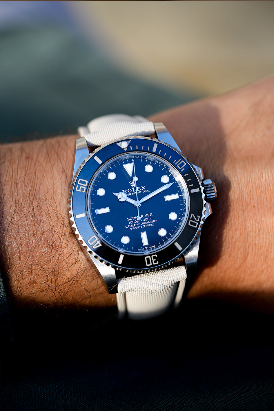 Rubber Sailcloth Strap with Deployant Clasp For Rolex Submariner