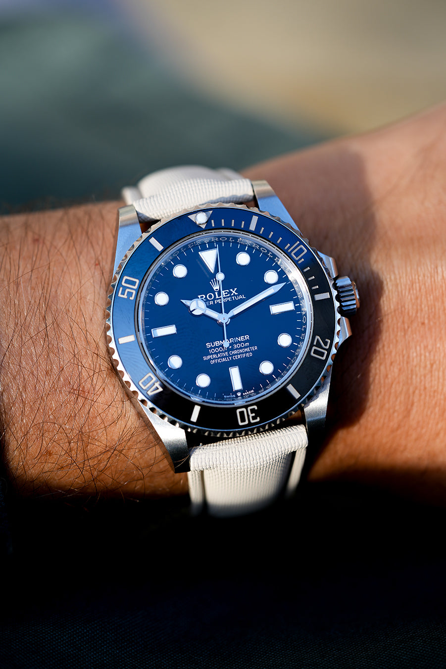Rubber Sailcloth Strap with Deployant Clasp For Rolex Submariner