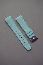 Rubber Curved Strap for Omega x Swatch MoonSwatch – Mission to the MoonPhase – Tiffany Blue with White Stitch