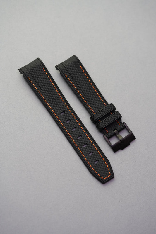 Rubber Curved Strap for Omega x Swatch MoonSwatch – Mission on Earth: Lava – Black with Lava Stitch