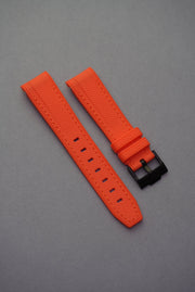 Rubber Curved Strap for Omega x Swatch MoonSwatch – Mission on Earth: Lava – Orange with Orange Stitch
