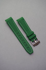 Rubber Curved Strap for Omega x Swatch MoonSwatch – Mission to the MoonPhase – Green with White Stitch