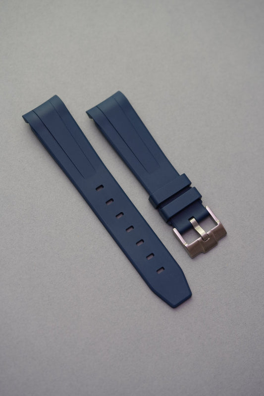 Curved navy fkm rubber moonswatch strap strap replacement for Omega Speedmaster