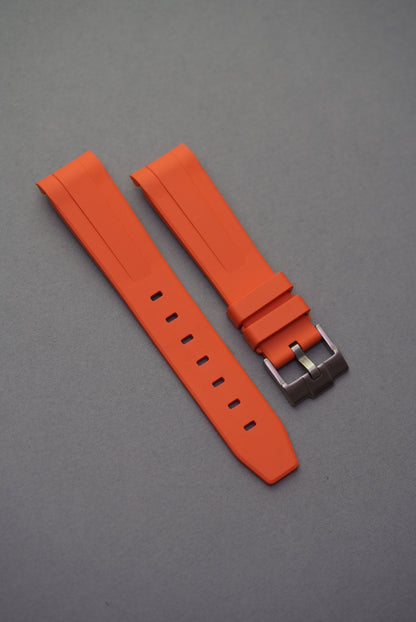 Curved orange fkm rubber moonswatch stra strap replacement for Omega Speedmaster