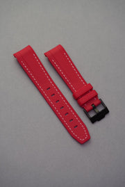 Rubber Curved Strap for Omega x Swatch MoonSwatch – Mission to the MoonPhase – Red with White Stitch