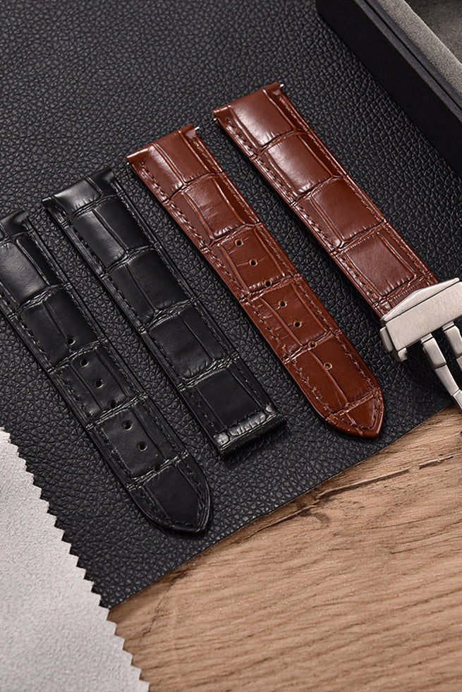 Embossed Alligator Deployant Leather Watch Strap – 18mm to 22mm