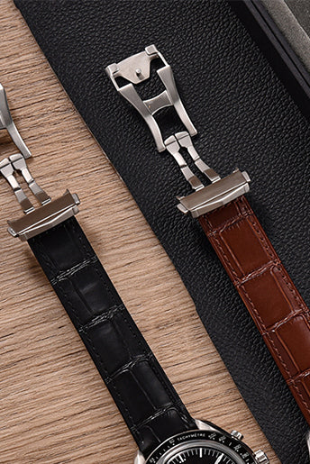Embossed Alligator Deployant Leather Watch Strap – 18mm to 22mm