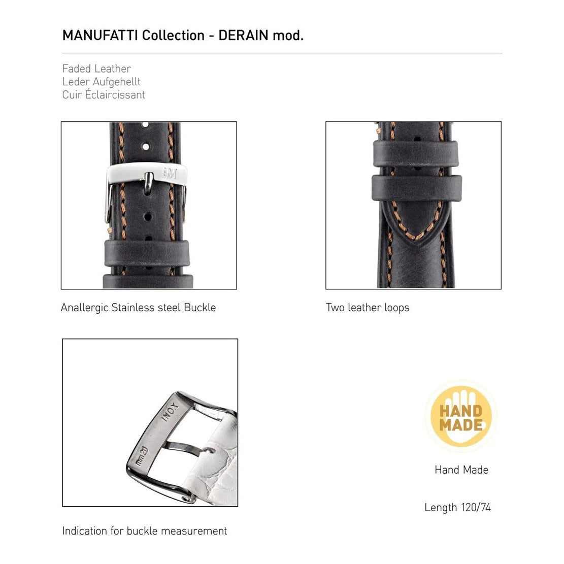 Derain Leather Watch Strap