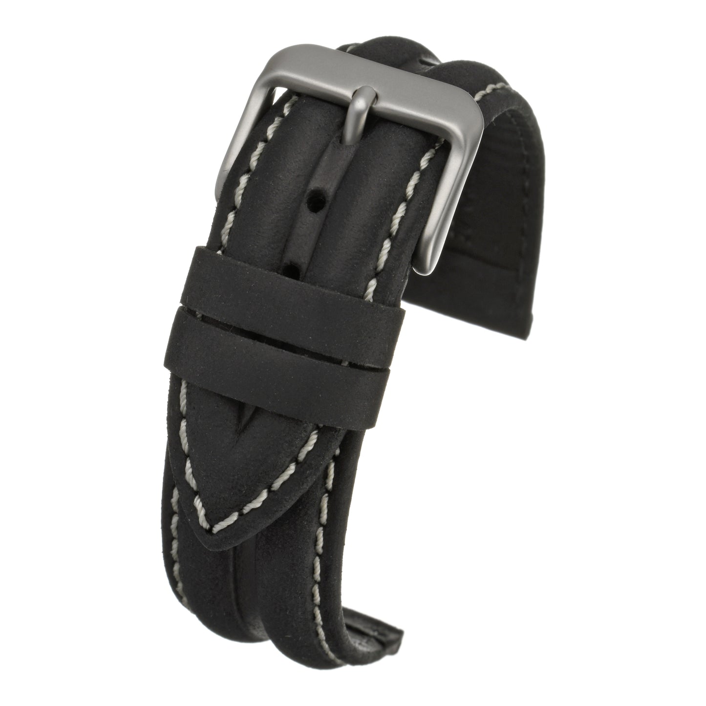 Double Ridge Profile Leather Watch Strap