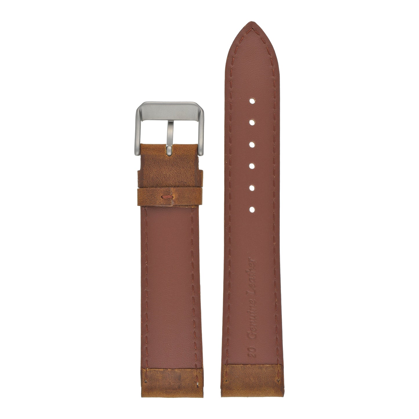 Double Ridge Profile Leather Watch Strap