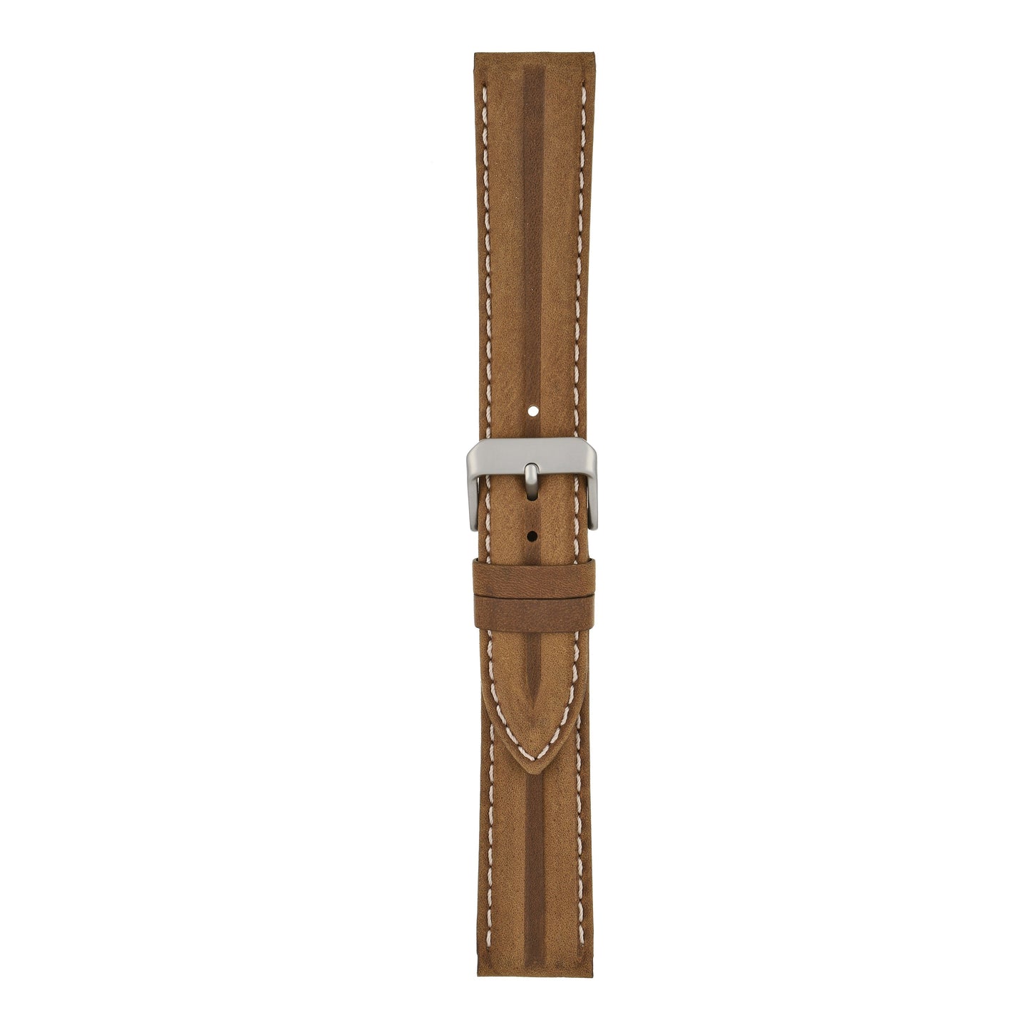 Double Ridge Profile Leather Watch Strap