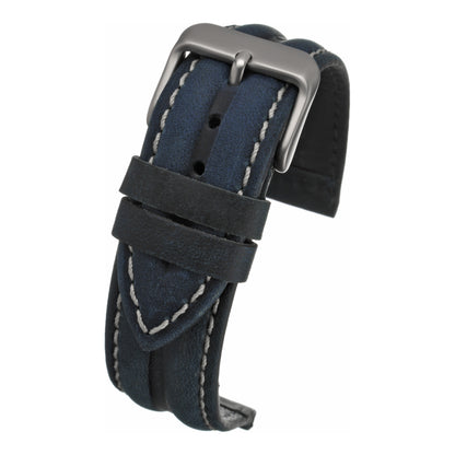 Double Ridge Profile Leather Watch Strap