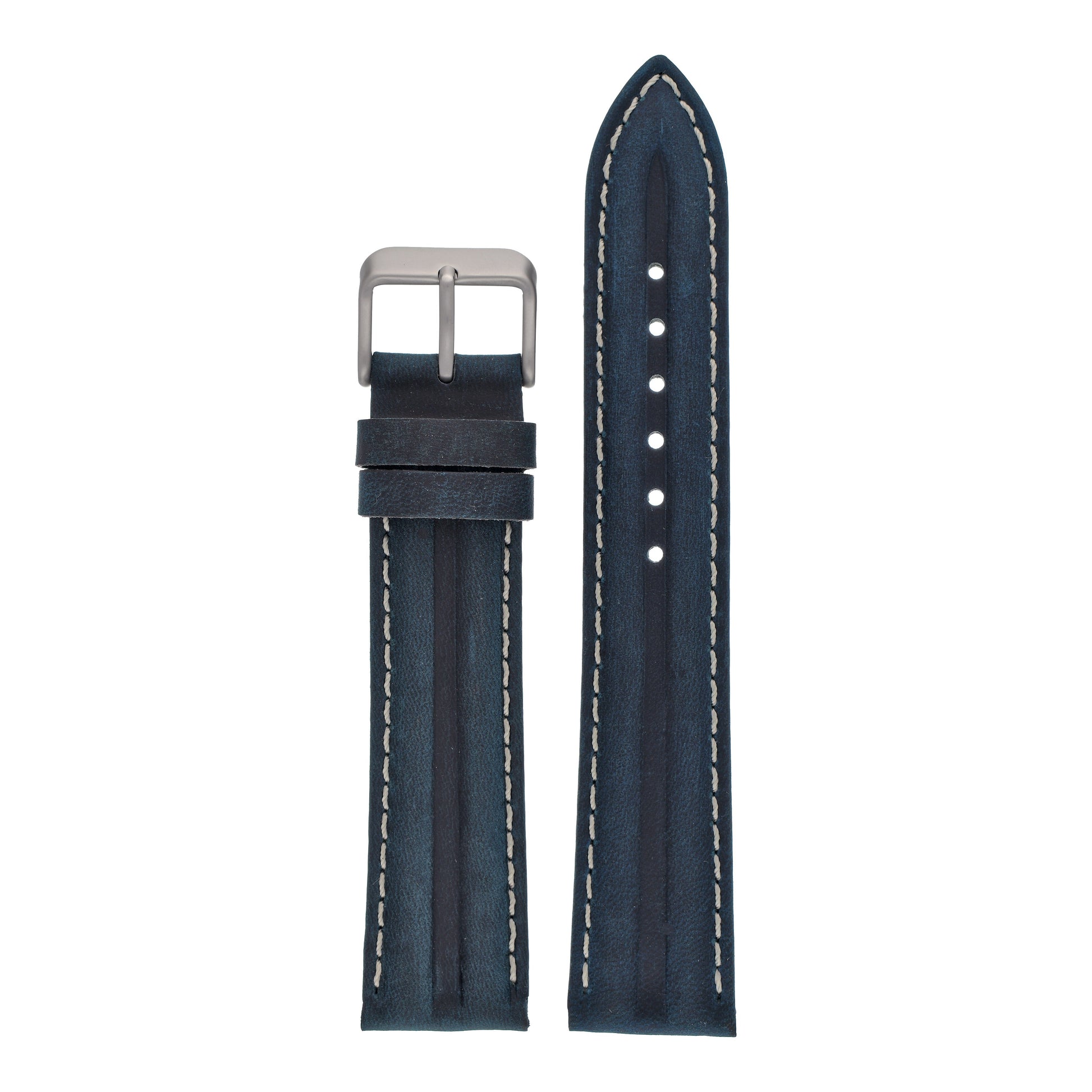 Double Ridge Profile Leather Watch Strap