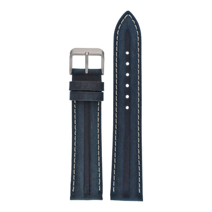 Double Ridge Profile Leather Watch Strap