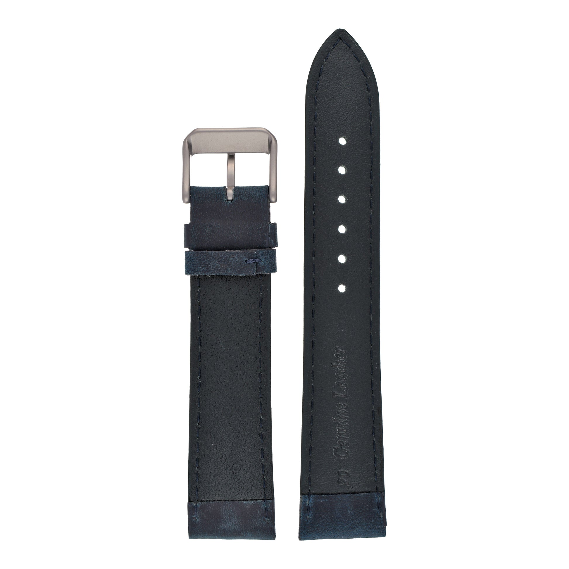 Double Ridge Profile Leather Watch Strap