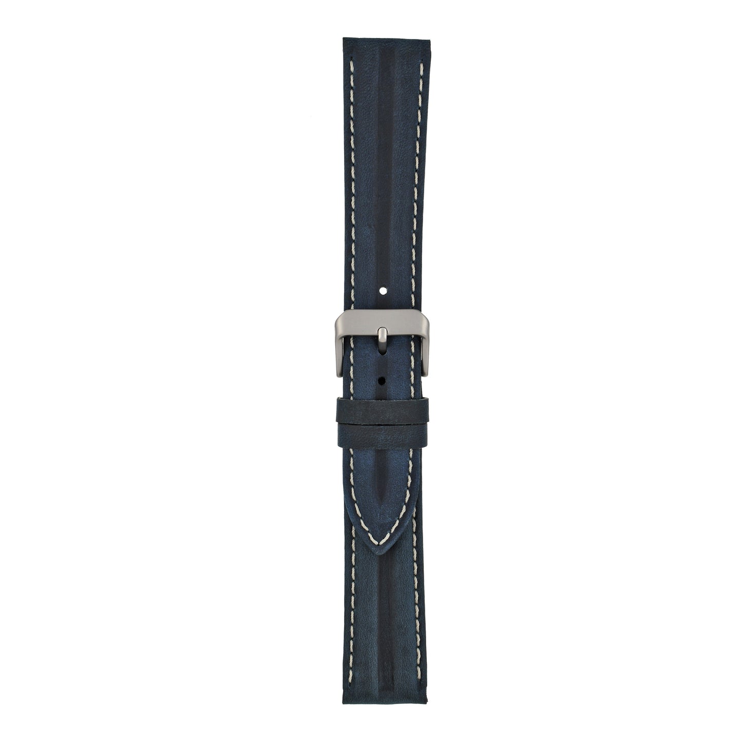 Double Ridge Profile Leather Watch Strap
