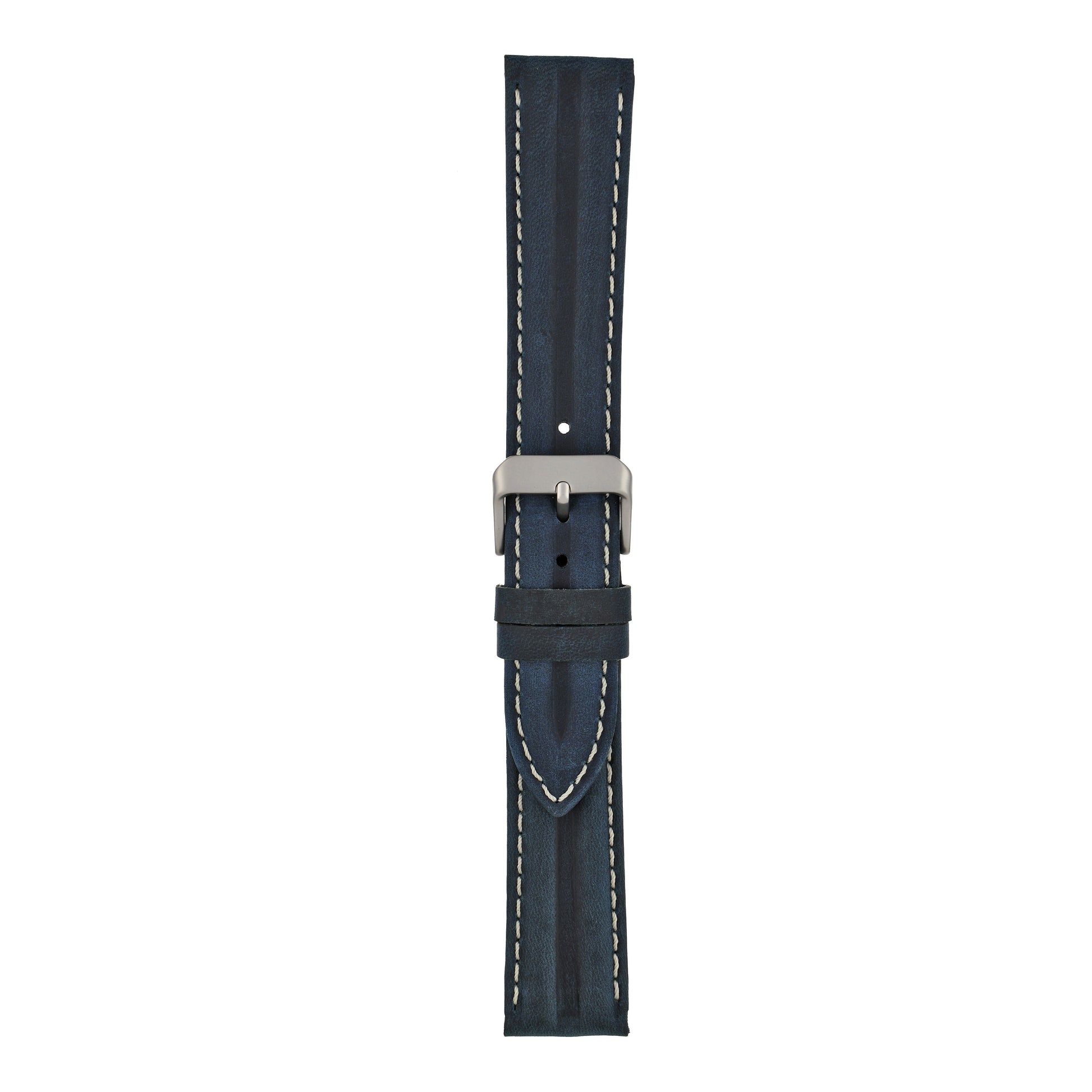 Double Ridge Profile Leather Watch Strap