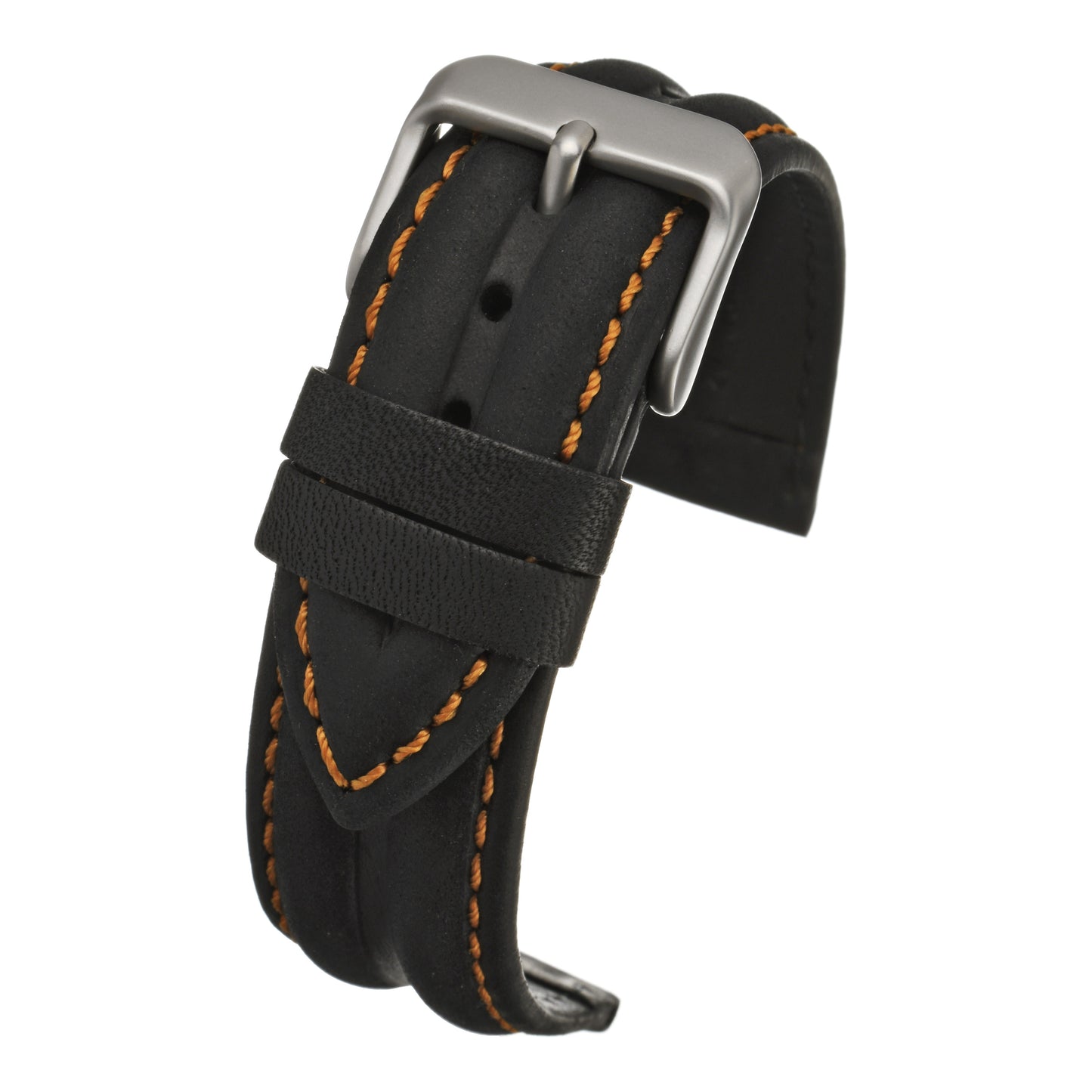 Double Ridge Profile Leather Watch Strap