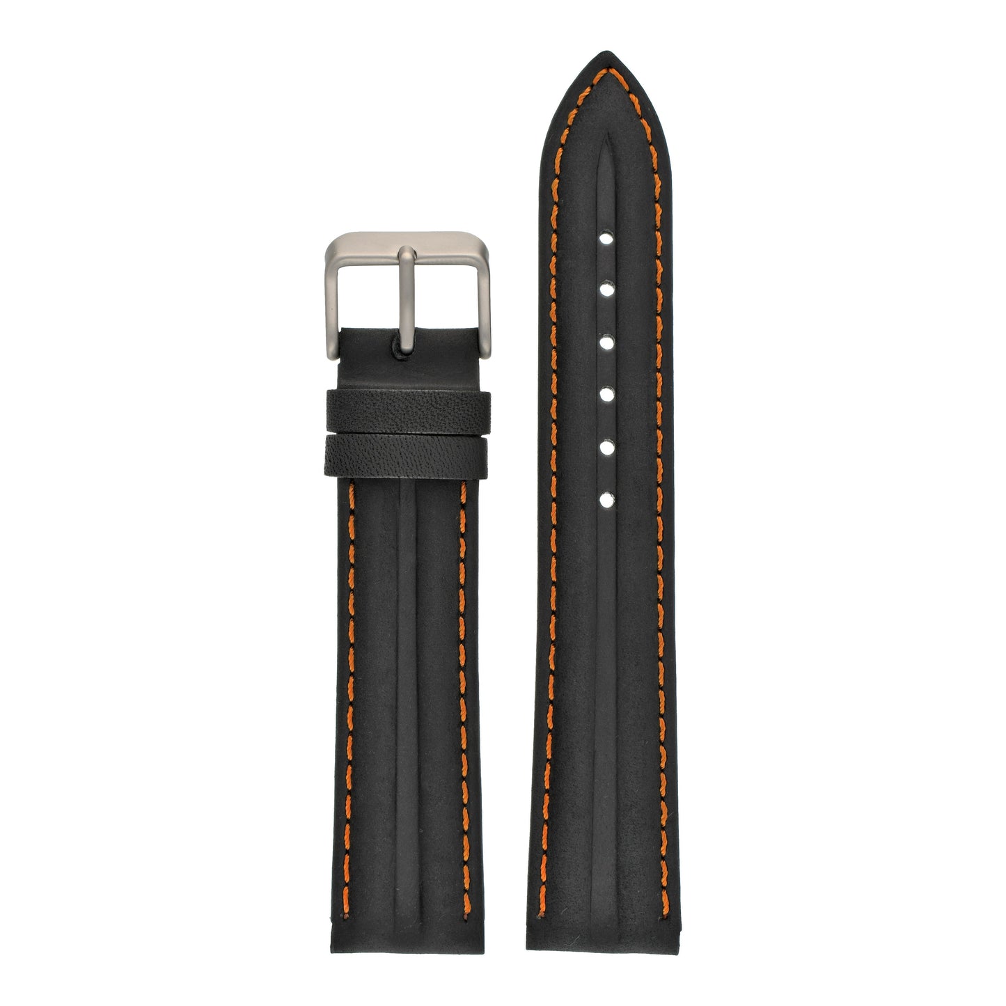 Double Ridge Profile Leather Watch Strap