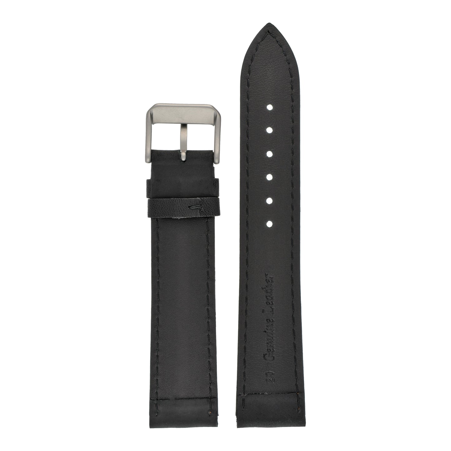 Double Ridge Profile Leather Watch Strap