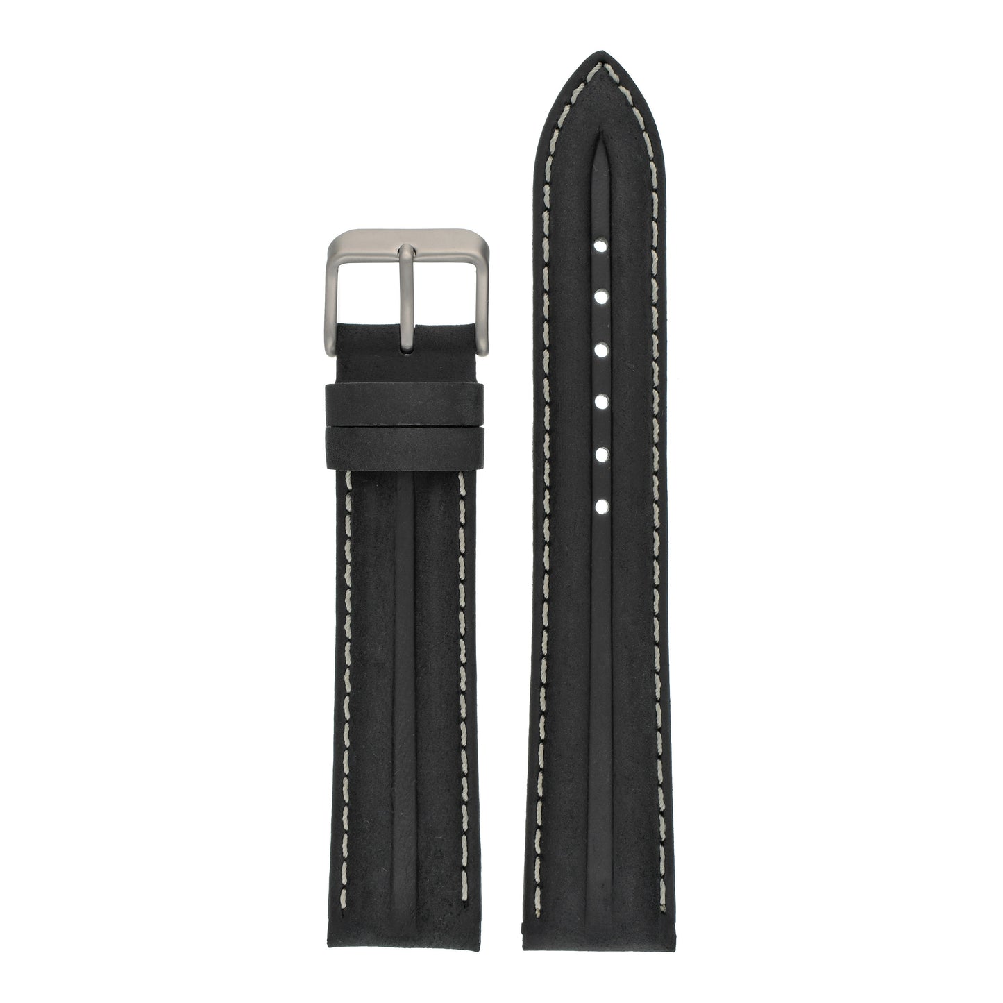 Double Ridge Profile Leather Watch Strap