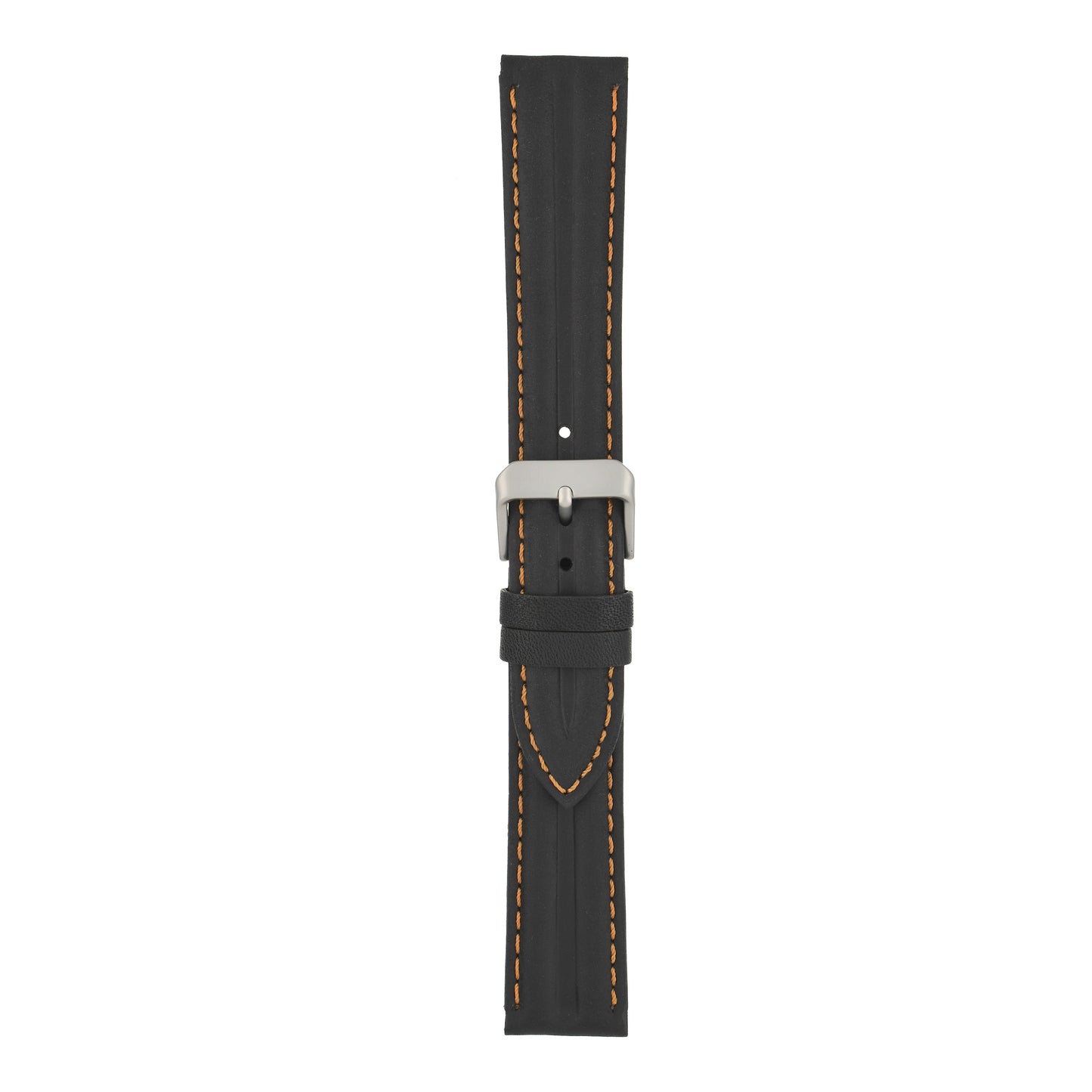 Double Ridge Profile Leather Watch Strap