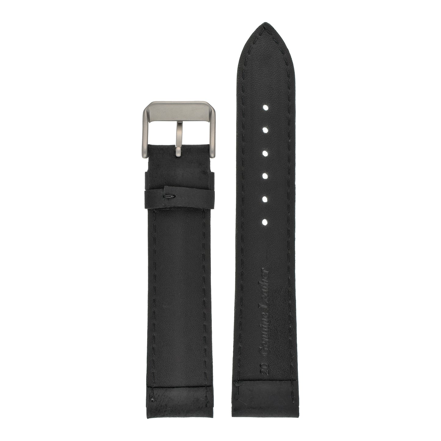 Double Ridge Profile Leather Watch Strap