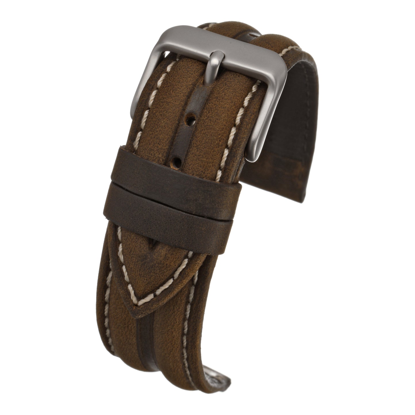Double Ridge Profile Leather Watch Strap