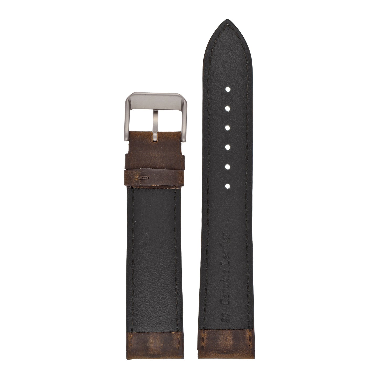 Double Ridge Profile Leather Watch Strap