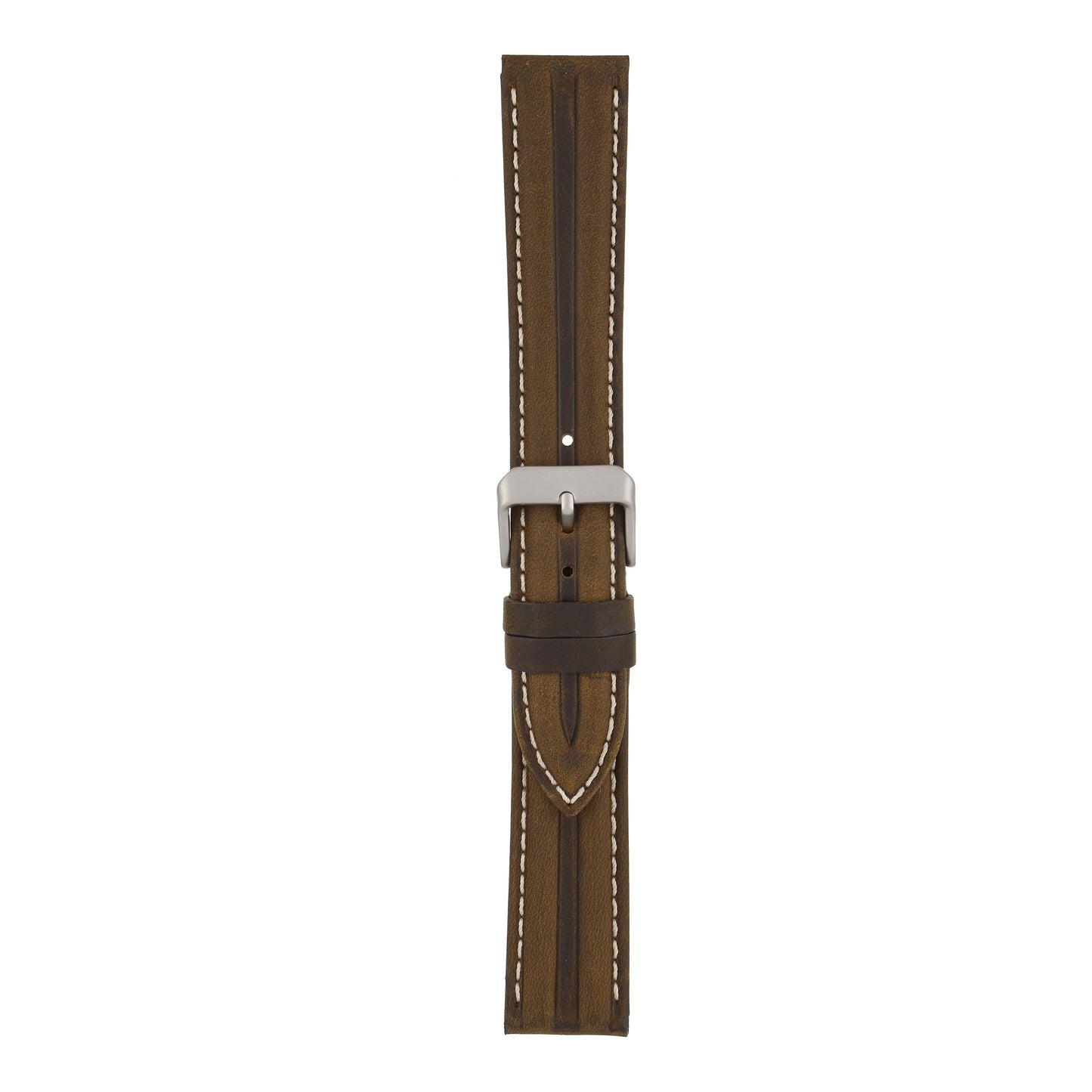 Double Ridge Profile Leather Watch Strap