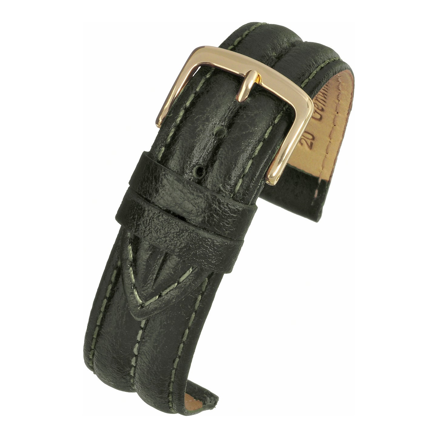Double Ridged Padded Leather Watch Strap