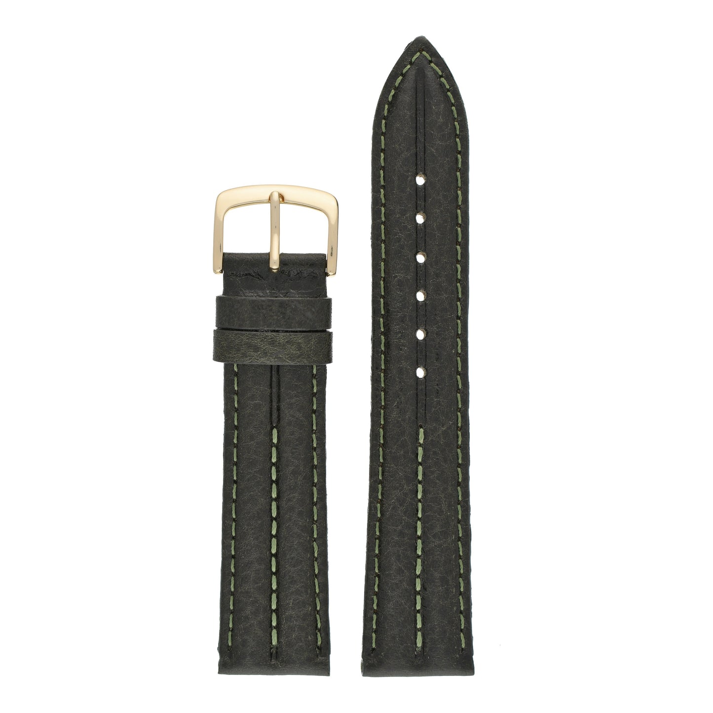 Double Ridged Padded Leather Watch Strap