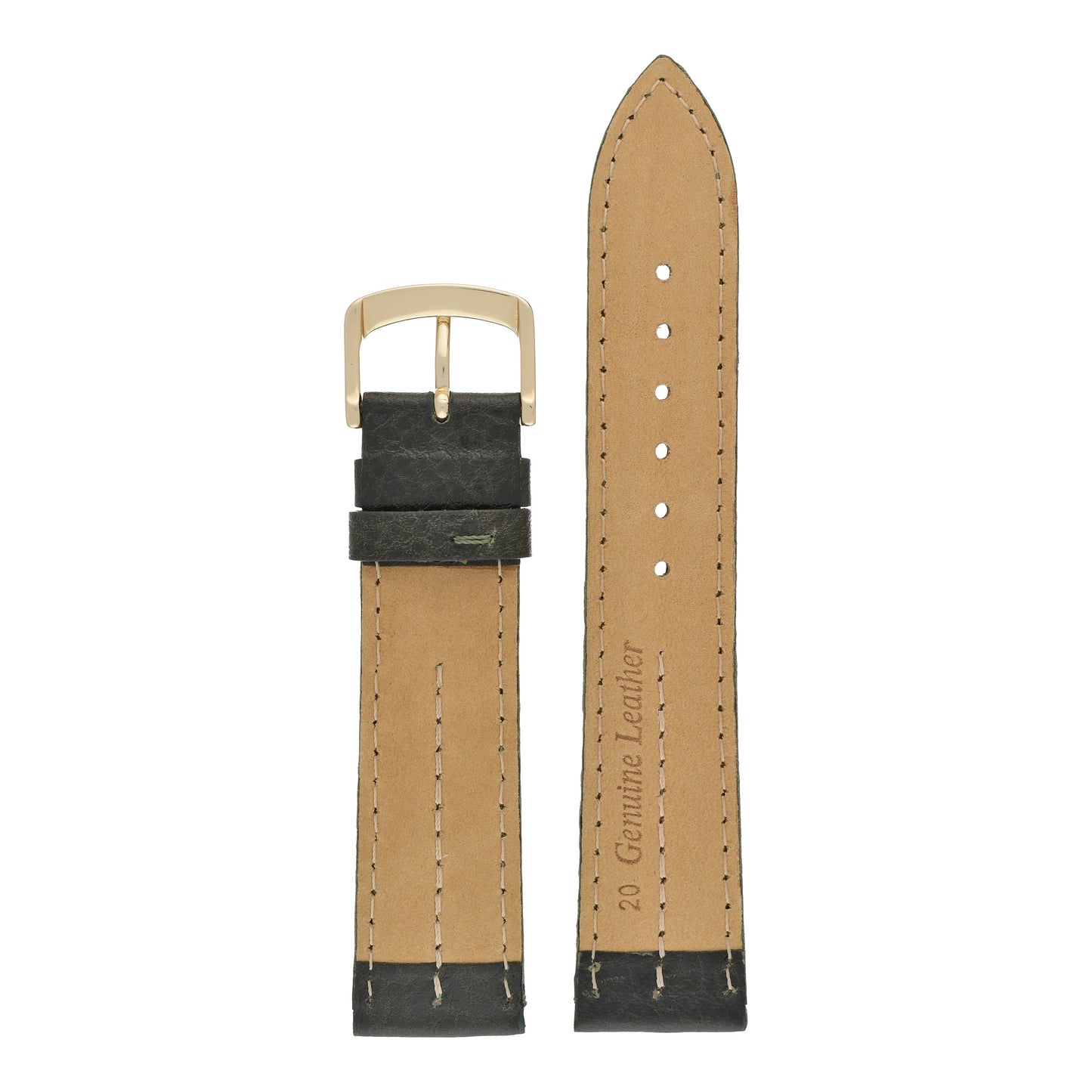 Double Ridged Padded Leather Watch Strap