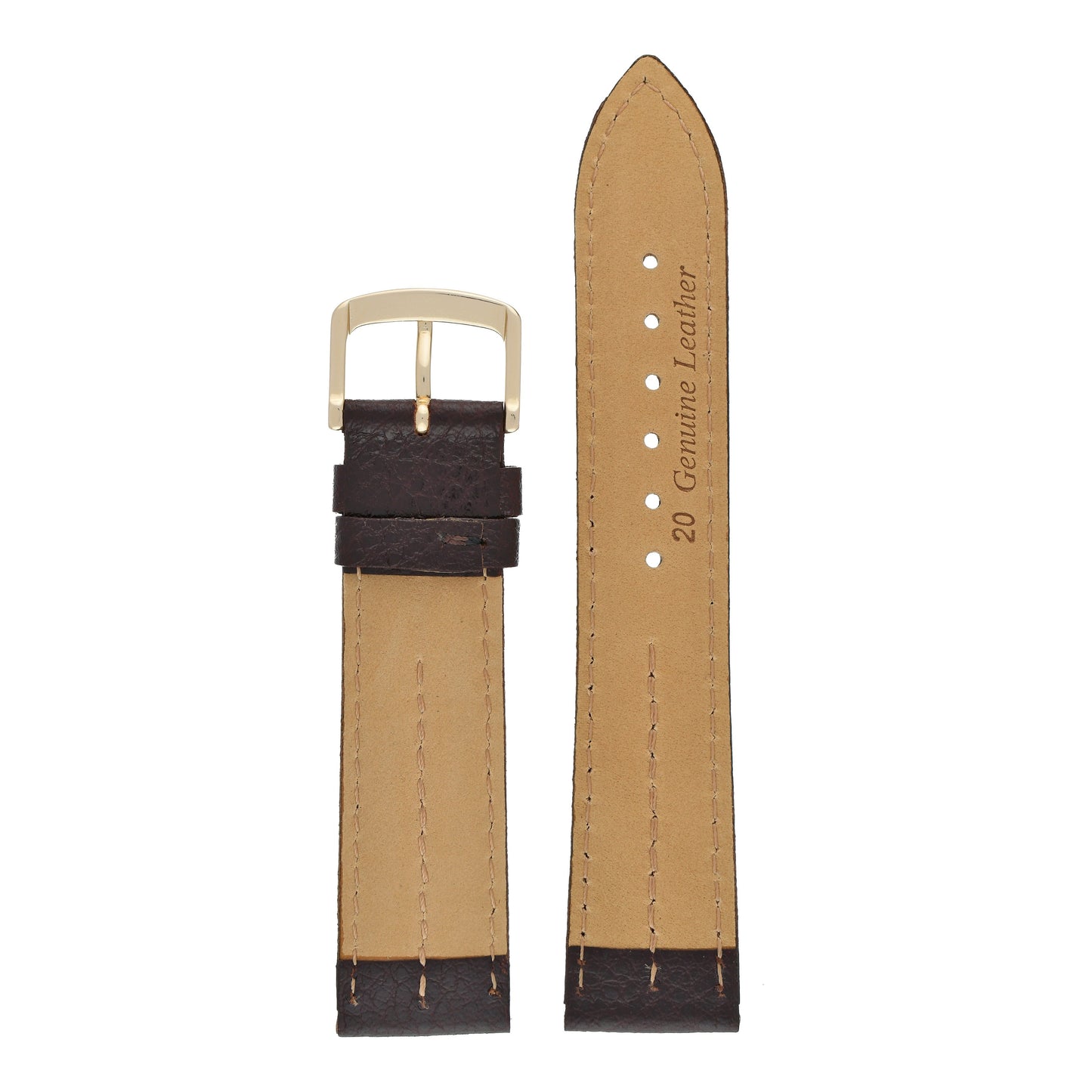 Double Ridged Padded Leather Watch Strap