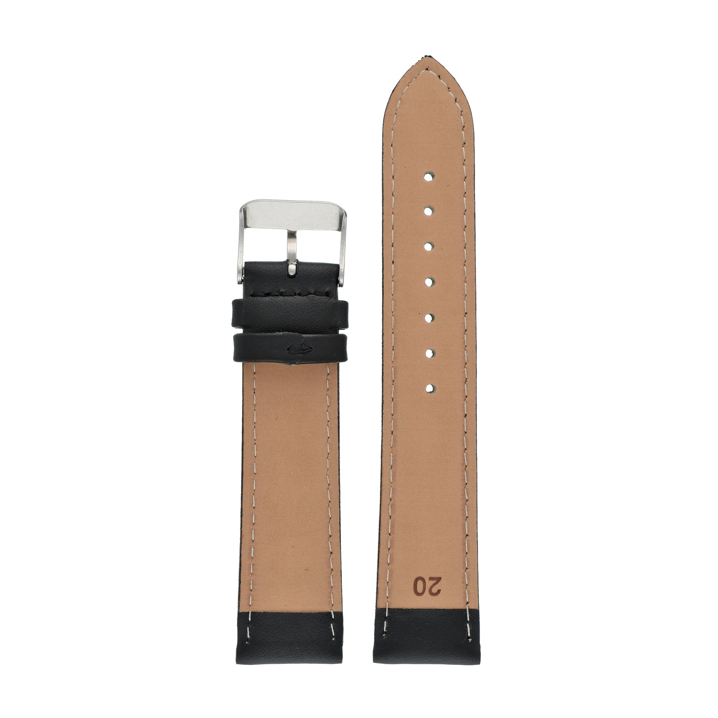 Black Economy Padded Leather Watch Strap — back view
