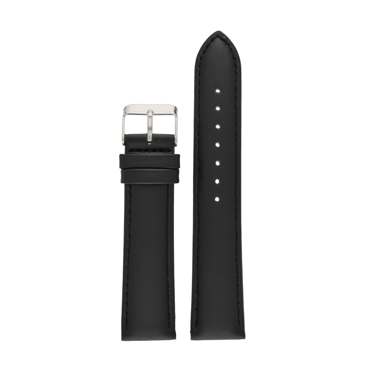 Black Economy Padded Leather Watch Strap — front view