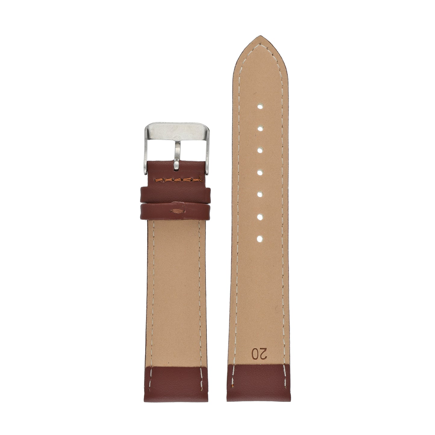 Brown Economy Padded Leather Watch Strap — back view