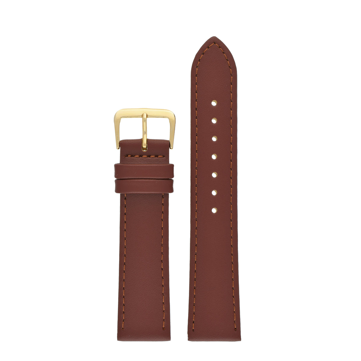 Brown Economy Plain Leather Watch Strap — front view