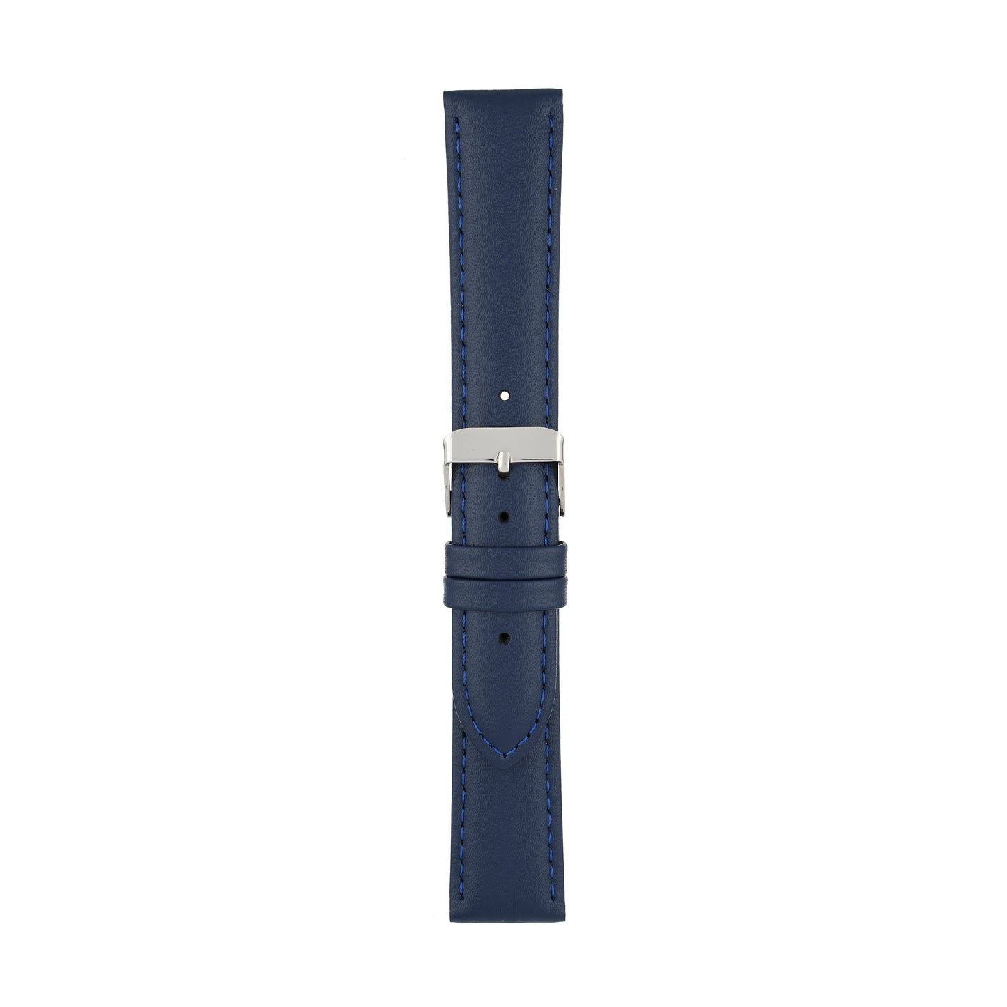 Blue Economy Padded Leather Watch Strap — joined view