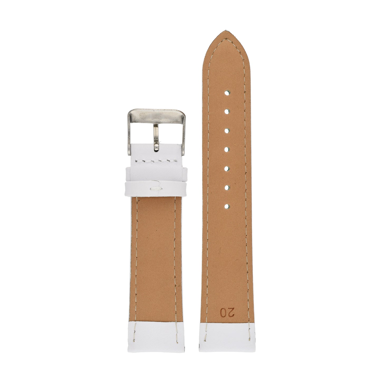 White Economy Padded Leather Watch Strap — back view