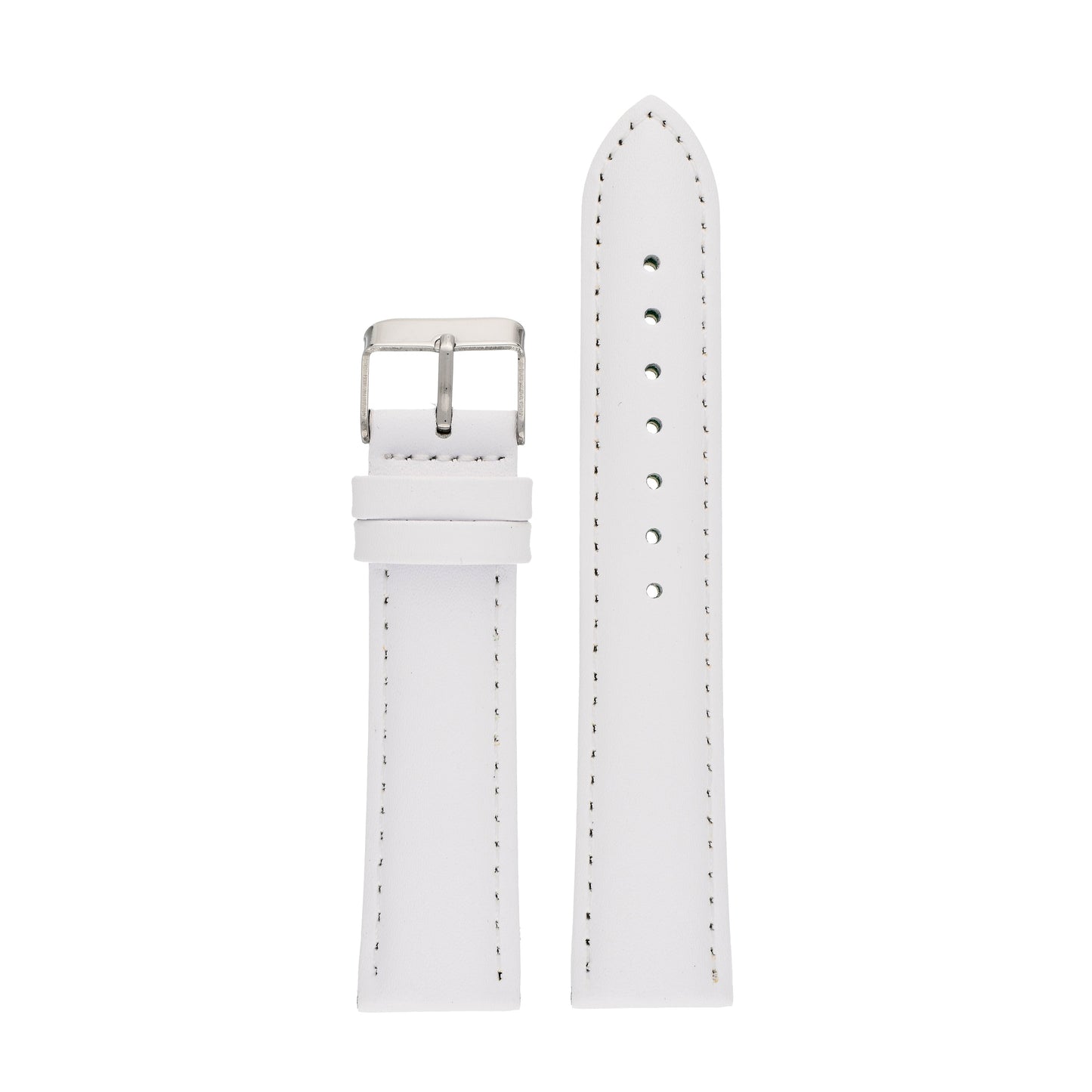 White Economy Padded Leather Watch Strap — front view
